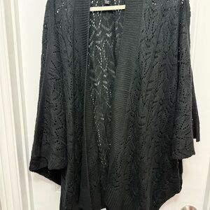 Torrid Black Knit Open Face Cardigan Sweater Poncho Size 1/2